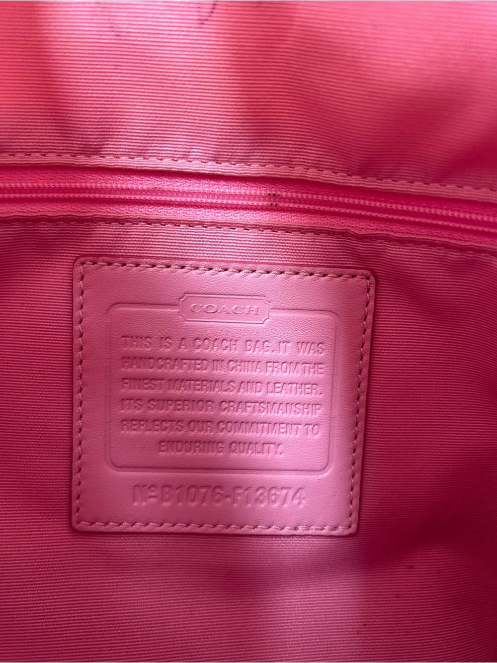 Coach Pink & Beige Signature Canvas Shoulder Bag with Tan Trim - Picture 4 of 7